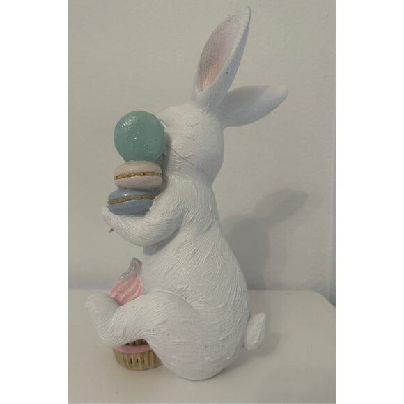 Sweet Treats EASTER BUNNY Pastel Macaron Cupcake Pink Bow Easter Decor CUTE - Picture 5 of 8